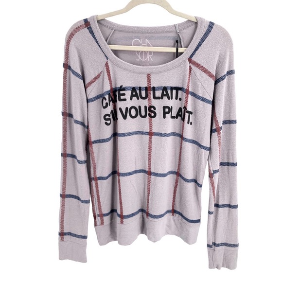 Chaser NEW Womens Size Medium Cafe Au Lait Pullover Lightweight Sweater in Gray - Picture 8 of 10